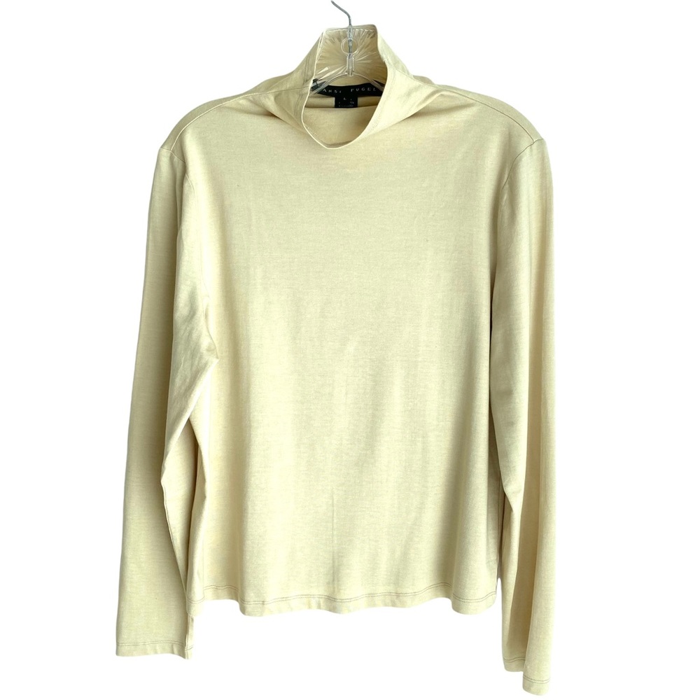 Yansi Fugel Long Sleeve Silk Blend Mock Turtleneck Top Size Large